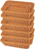 6 PCS 12x8 Inch Wicker Bread Basket, Woven Serving Basket, Tabletop Food Serving Basket for Restaurant, Bakery, Family Party, Hotel, Fruits, Vegetables and Snacks, Brown by GNIEMCKIN