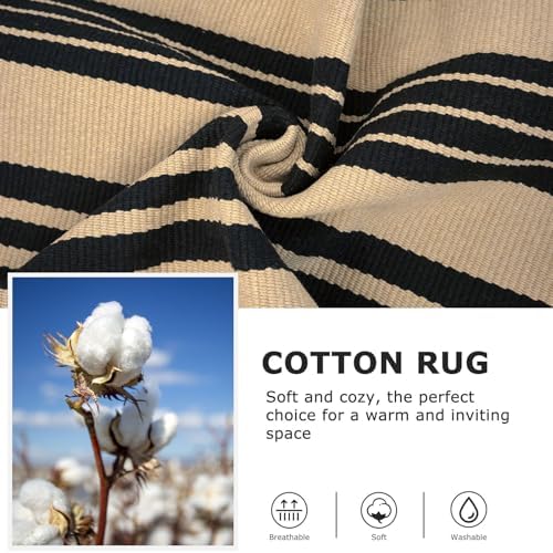 IOHOUZE 2x3 Striped Outdoor Door Mat, Washable Porch Rug, Black Tan - Image 6