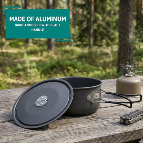 MIRRO 1.3 Qt Hard Anodized Camping Pot with Lid for Hiking Backpacking - Image 3