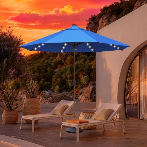 EliteShade USA 10-Year-Non-Fading 10ft Market Patio Umbrella, Commercial Grade Table Sun Umbrella with 80 Solar LED Lights, Crank Open, Windproof & UPF 50+ UV Protection for Garden, Deck, Pool, Backyard, No Tilt, Royal Blue - Image 3