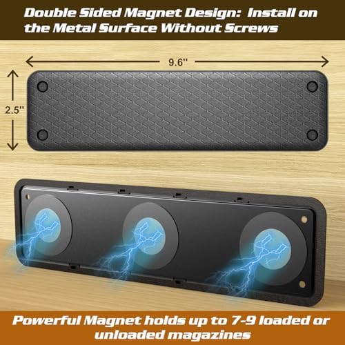 Magnetic Ammunition Holder，Double Sided Gun Magnet for Gun Magazines, Knives, Organize Mount in Gun Safe, Cabinet, Wall, Door, Ammo Storage Accessories for Handgun, Pistol and Rifle Mags - Image 4
