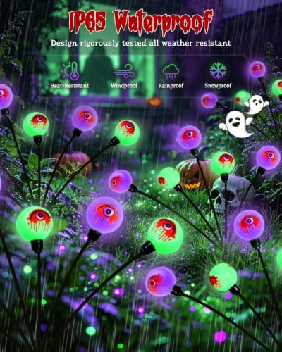 OZS 6 Pack 36 LED Solar Eyeball Lights for Outdoor Halloween Decorations - Image 5