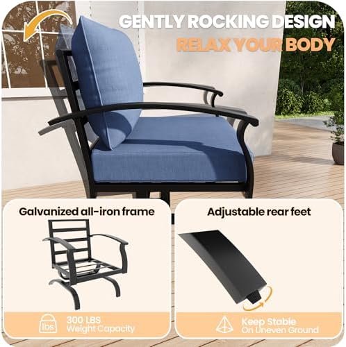 Gotland Metal Outdoor Patio Furniture Set with Coffee Table, 4 Piece Patio Conversation Set with Washable Cushion Covers, Metal Frame Sectional Sofa Furniture Set for Porch, Balcony, Deck, Yard - Image 3