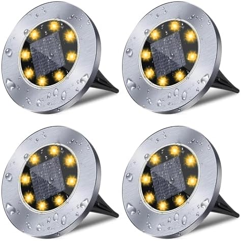 Rayolon Solar Ground Lights, Waterproof Solar Garden Lights, Upgraded Outdoor Garden Waterproof Bright in-Ground Lights, Landscape Lights for Pathway,Yard,Deck,Lawn,Patio,Walkway (4 Pack Warm Light) by Rayolon