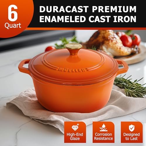 MUELLER HOME 6 Quart Enameled Cast Iron Dutch Oven for Bread Baking - Image 2
