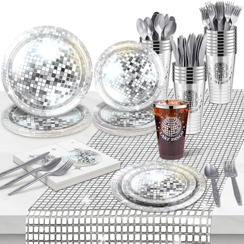 Kochorie 169 Pieces 70s 80s Disco Party Supplies Disposable Tableware Set by Kochorie