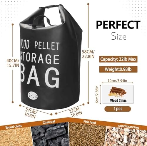 Wood Pellet Storage Containers 22LBWaterproof Charcoal Airtight Storage Bin-Smoker Pellet Storage Bin w/Label Pocket & Buckle Seal & Dual Handles Pellet Containers for Grill Outdoor(2-Pack) - Image 2