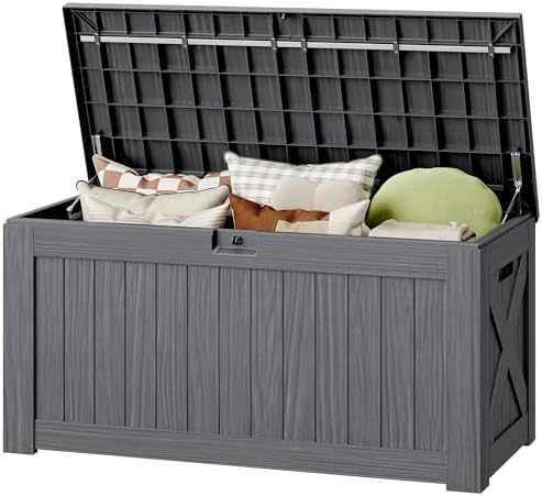 130 Gallon Deck Box Outdoor Indoor Waterproof Storage Box, Gray by Acurax