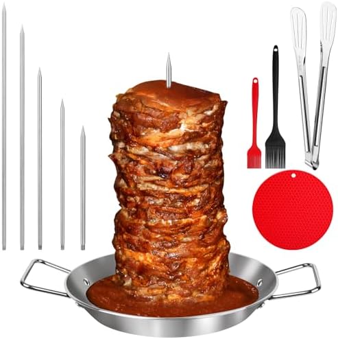 Al Pastor Skewer for Grill, Large 13 Inch Gyro Pan with Fat Separator by Unknown