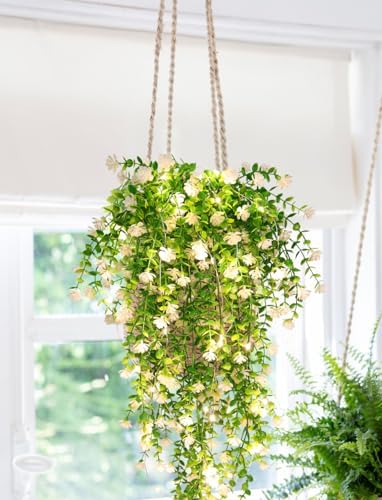 RECUTMS Hanging Fake Plants Fake Vines Artificial Plant Large White Flowers - Image 3