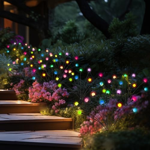 Solar Garden Lights, 4 Pack Color Changing Solar Christmas Decor - Image 7