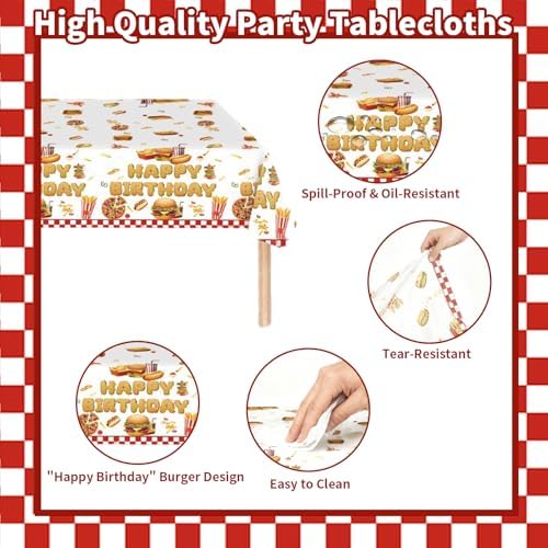 121PCS Hamburger Birthday Decorations Tableware Set for 24 Guests - Image 3