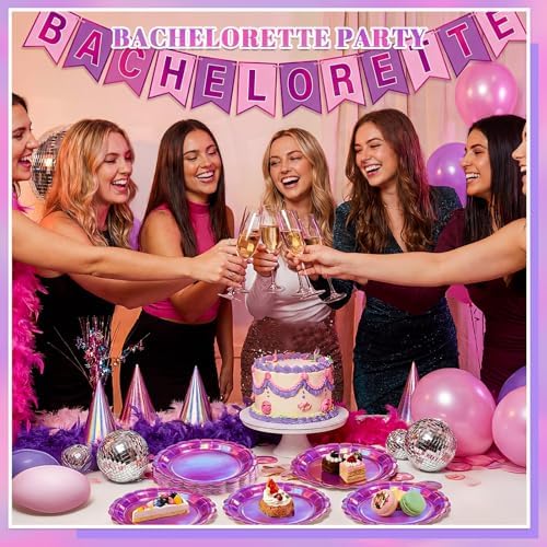 NatNarr 30 Pk Iridescent Pink Plates 7" Halloween Dessert Cake Plates - Image 5