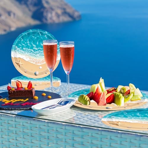 40Pcs Beach Plates and Napkins Party Supplies, Disposable Ocean Waves Birthday Plates Napkins Tableware Set for Hawaiian Ocean Themed Party Decorations (Beach) - Image 7