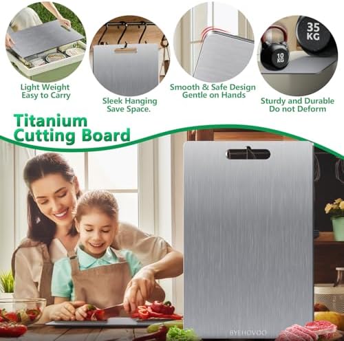 Titanium Cutting Board for Kitchen Set of 3,100% Pure Titanium Cutting Boards Double Sided Non-Toxic Hygiene Dishwasher-Safe Food Grade Metal Chopping Board for Meat,Fruit & Vegetables - Image 4