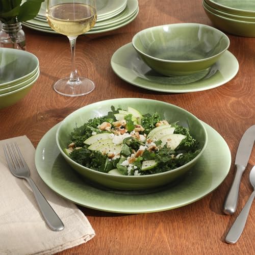 Gibson Home Casper Court 16-Piece Melamine Dinnerware Set – Green Reactive Glaze Look Plates and Bowls, Service for 4 – Top Rack Dishwasher Safe Everyday Dining Set - Image 6