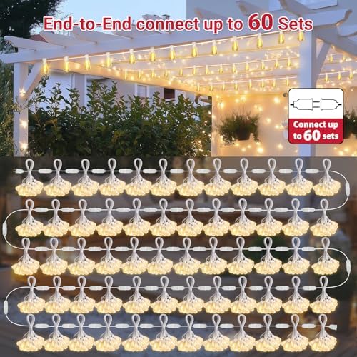 LAMPHOME Outdoor String Lights, 26FT Patio Lights with 12+1 ST38 LED Edison Bulbs (1 Spare), Connectable String Lights for Outside, Dimmable Hanging Light for Backyard Porch Decor, Warm White - Image 7