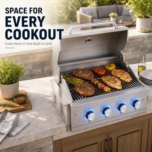 4 Burner Built in Propane Grills Charcoal & Natural Gas Grill Combo - Image 7