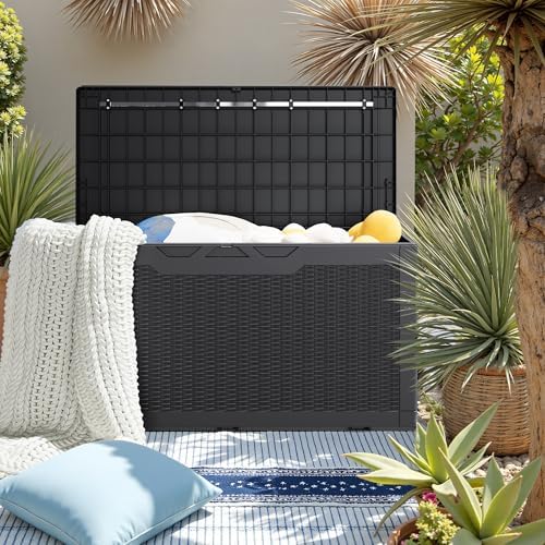 JUMMICO 100 Gallon Resin Deck Box, Waterproof Outdoor Storage Box - Image 6