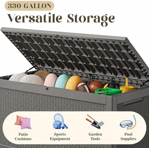 KAMABOKO Outdoor Storage Box, 330 Gallon Deck Box Outdoor Waterproof - Image 3
