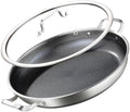 DELARLO Nonstick Paella Pan With Lid 14 Inch, Tri-Ply Stainless Steel Large Skillet, Everyday Pan, Fast & Even Heating Induction Cooking Pan, Dishwasher and Oven Safe, Heavy Duty Style by DELARLOCOOKWARE