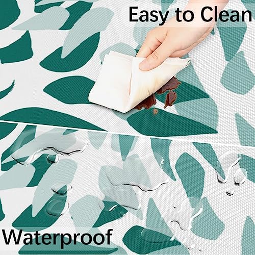 Fitted Round Tablecloth with Umbrella Hole and Zipper Abstract Nature Outdoor Elastic Table Cloth 45"-56" Oil-Proof Waterproof Green Nature Patio Table Cover for Picnic Party - Image 5