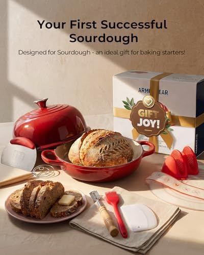 5QT Enameled Cast Iron Sourdough Bread Oven & Starter Kit, Red - Image 3