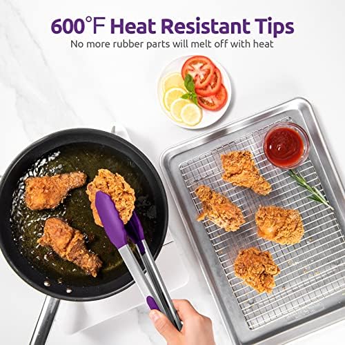 U-Taste Kitchen Tong for Cooking, 600ºF Heat-Resistant Silicon, 2Pcs/Purple - Image 3