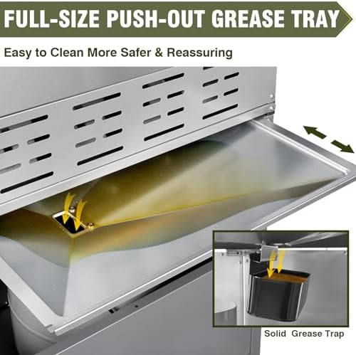 BESTFIRE 68,000 BTU 5+1 Burner Propane Grill - Stainless Steel BBQ with 647 sq in UPGRADED OIL-DRAIN Plates, Cast Iron Grates, Side Burner + FREE Food Clip for Outdoor Cooking - Image 5