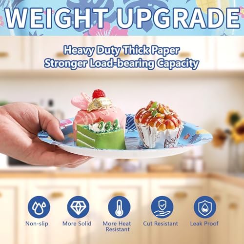 50Pcs Hawaiian Paper Plates 9 Inch for Summer Beach Pool - Image 4