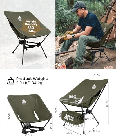 ONETIGRIS Tigerblade Camping Chair, Lightweight Folding Backpacking Hiking Chair, Compact Portable 330 lbs Capacity - Image 3
