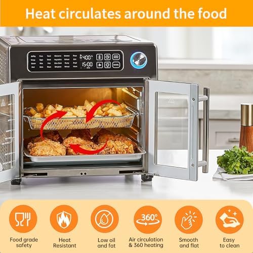 GWY Baking Tray Basket Wire Rack Set for Emeril Lagasse 26 QT Convection Toaster Oven Extra Large Air Fryer With French Doors Tray Set Accessories Grill Plate Crisper Plate Replacement Parts - Image 6