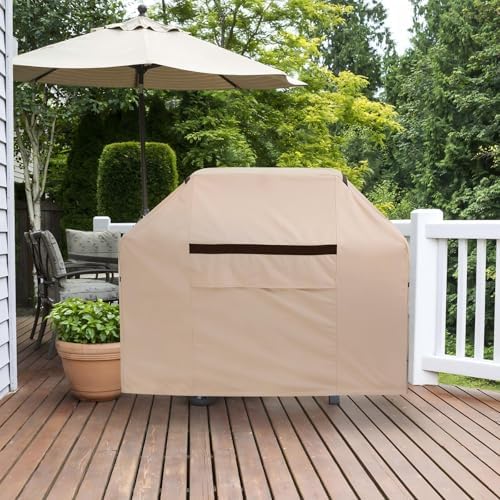 67" W x 27" D x 48" H 4 Burner Flat Top Grill Cover - 600D Heavy Duty Waterproof Windproof UV Resistant, Fits Blackstone Grills, Outdoor Barbecue Cover,Beige - Image 5