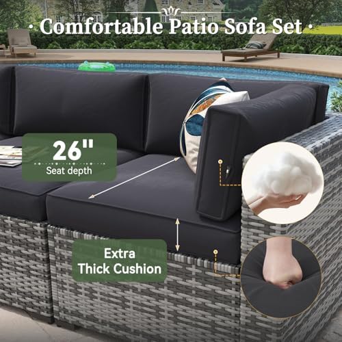 Aoxun 12 Piece Patio Furniture Set with 44" Fire Pit Table Wicker Rattan - Image 3