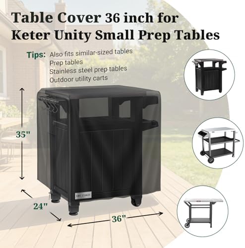 MR. COVER Outdoor Prep Table Cover, Compatible with 36 inch Keter Unity Small Portable Table, 600D Heavy Duty Waterproof for Grill Dining Kitchen Island Cart Protective, Outdoor Storage Cabinet Cover - Image 2