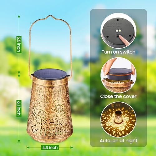 2 Pack Solar Lanterns Outdoor Waterproof, Birthday Gifts for Women Mom - Image 7
