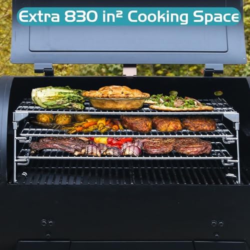 Jerky Racks for Traeger Smoker Pro 575 22 34 Grilling Cooling Warming Rack for Pit Boss Barrel Pellet Grill Pitboss Austin XL Parts 3 Tiered Stainless Steel Seasoning Smoking BBQ Accessories 21" Depth - Image 4