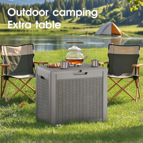 KAMABOKO Outdoor Storage Box, 34 Gallon Deck Box Outdoor Waterproof Small - Image 5