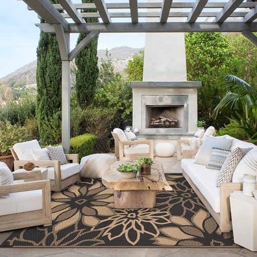 GENIMO Outdoor Rug, Waterproof Plastic Rugs for Patio, 6'x9' Walnut Black - Image 3
