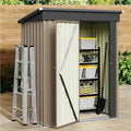 JUMMICO Metal Outdoor Storage Shed 5 x 3 FT Metal Shed with Lockable Door,Waterproof Garden Tool Shed Storage House for Backyard Patio Lawn, Brown by JUMMICO