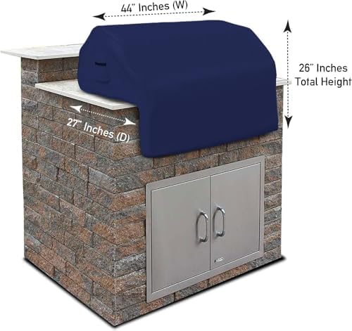 Covers & All Built-in Grill Cover for Outdoor Grill – Heavy Duty 12 oz Waterproof Built-in BBQ Grill Cover, PVC-Coated Polyester with Elastic Hem for Snug Fit (44 x 27 x 26 inches, Blue) - Image 2