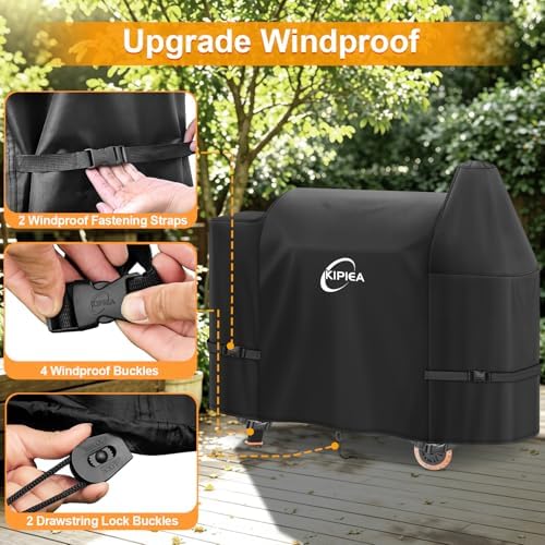Kipiea 600D Pellet Grill Cover for Pit Boss 820 & Pro 850, Waterproof BBQ Smoker Cover, UV Resistant, No Tear, No Fading - Image 4