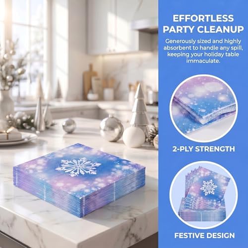 100 Pcs Disposable Winter Frozen Tableware Set for 25 Guests - Image 6