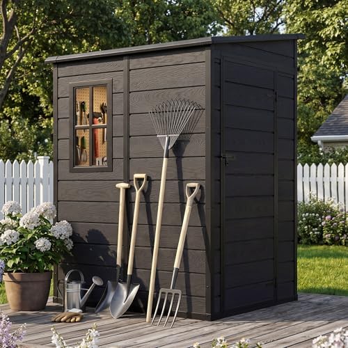 DWVO 5x4 FT Resin Outdoor Storage Shed with Floor & Window - Image 4