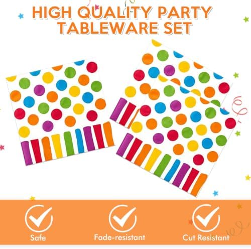 40Pcs Rainbow Polka Dot Happy Birthday Plates and Napkins Party Supplies - Image 4