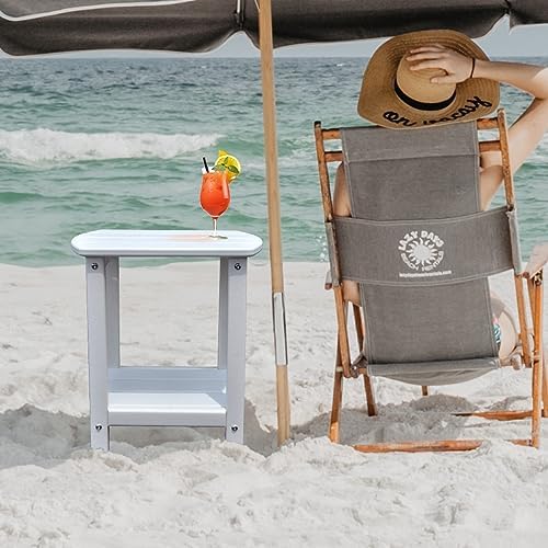 Adirondack Square Outdoor Side Table,2-Tier Storage Patio Side Table, HDPE End Tables for Backyard Pool Porch Garden Lawn - Image 7