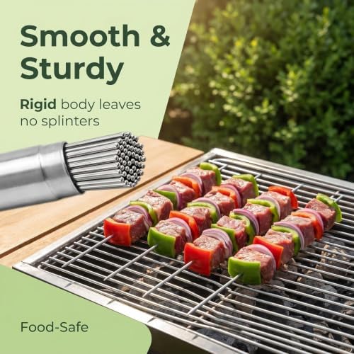 Kabob Skewers,13.5 Inch 304 Stainless Steel Round Sticks,30 Pack - Image 4