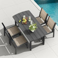 HDPE Outdoor Dining Set, Patio Table and 4 Stackable Armless Chairs, Grey by Suunyn