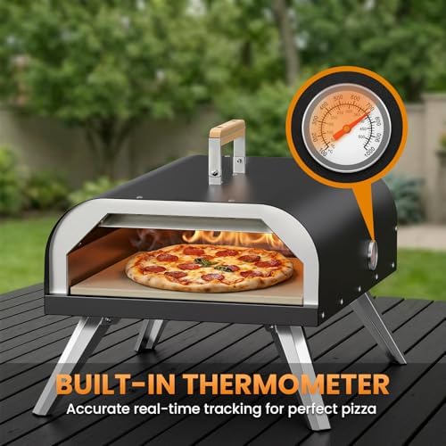 WOOCIT 12" Multi-Fuel Outdoor Pizza Oven, Reaches 720°F, with Stone & Peel - Image 5