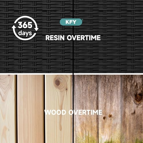 31 Gallon Waterproof Resin Deck Box, UV Resistant Outdoor Storage for Garden, Patio, Porch, Delivery（Rattan Black，31 Gallon） - Image 7